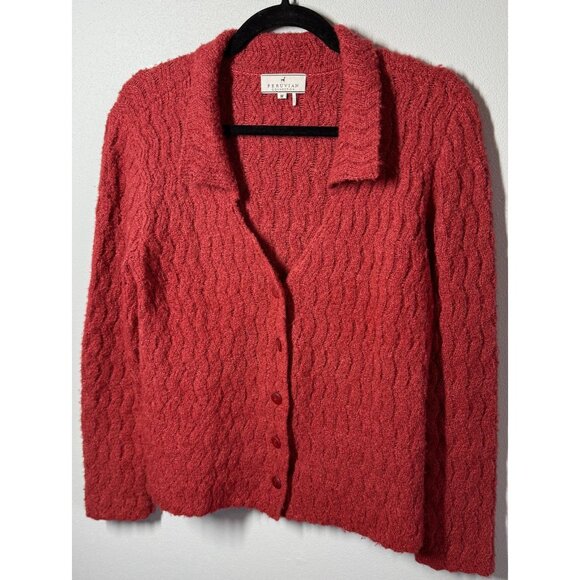 Peruvian Connection Button Cardigan Sweater Sz M Alpaca Silk Cottage Grandmacore - Picture 1 of 12